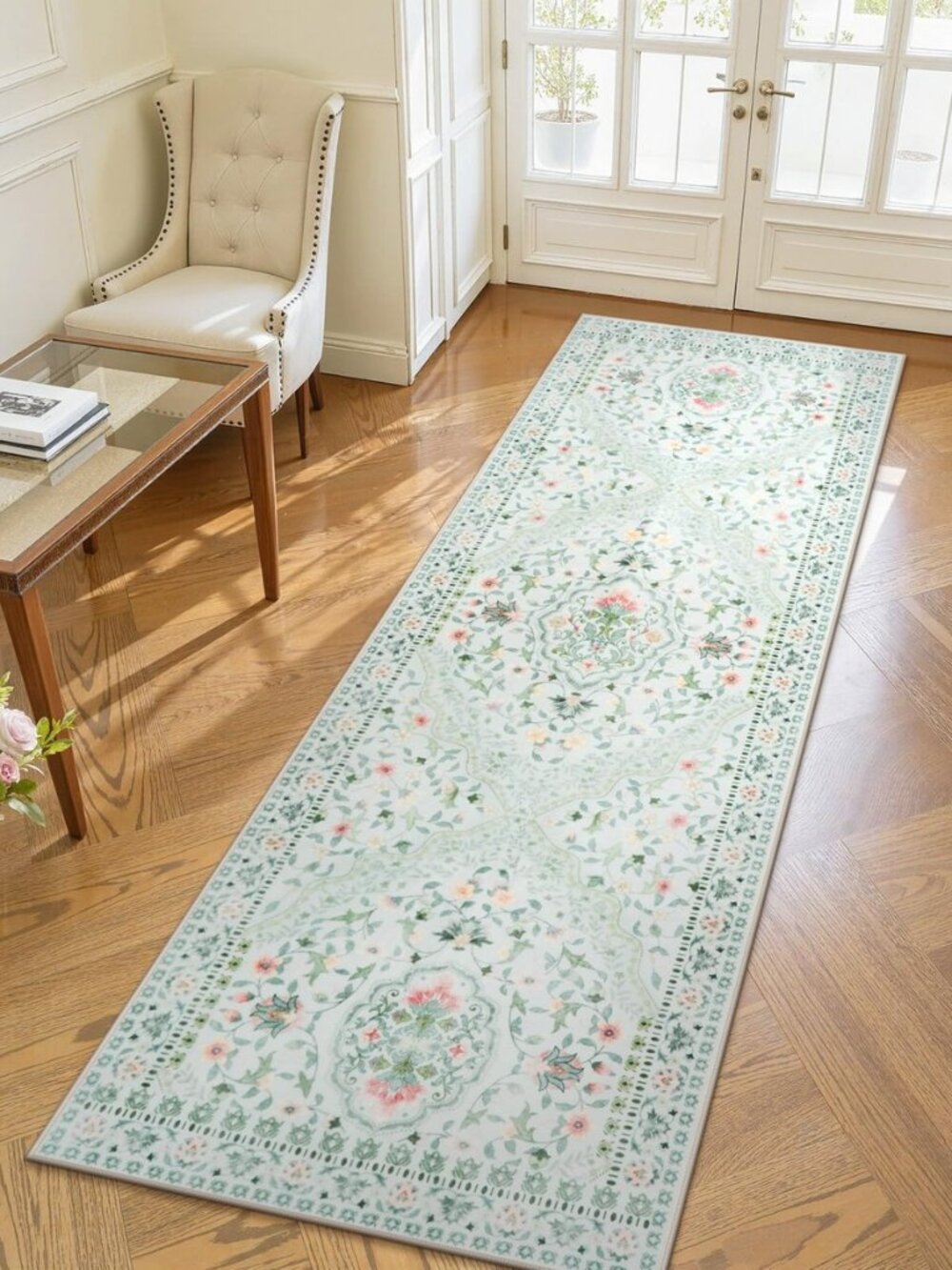 Sage Green Runner Rug for Hallway 2.5x8, Washable Non Slip Runner Rug, Soft Low